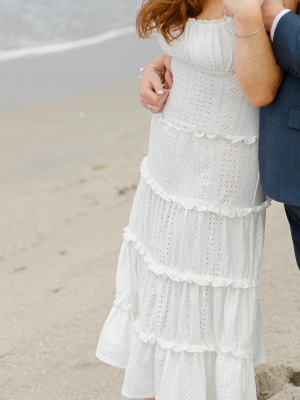 REVOLVE White Strapless Eyelet Tiered Ruffle Dress